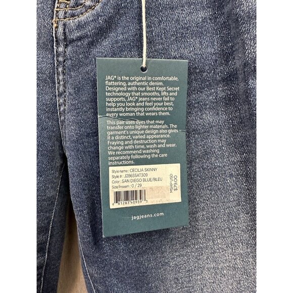 JAG Jeans Women's Cecilia Mid Rise Skinny Jeans San Diego Blue size 0 - Picture 4 of 5